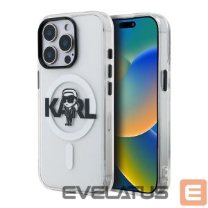 Back panel cover Karl Lagerfeld Apple iPhone 15 Pro Max Silicone case with Magsafe IML KL Sketch Logo Transparent