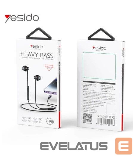Wired headphones yesido YH48 Aluminum Alloy In-ear Earphone With Remote Control IP Interface Wired Headphone Black
