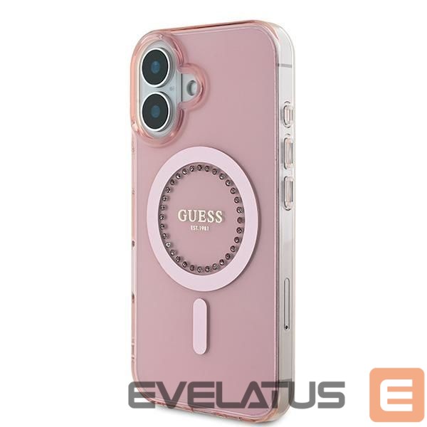 Other Phone Accessory Guess Guess IML Rhinestones MagSafe iPhone 16 Case - Pink