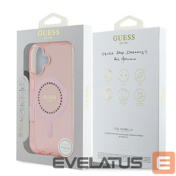 Other Phone Accessory Guess Guess IML Rhinestones MagSafe iPhone 16 Case - Pink