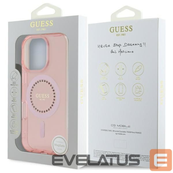 Other Phone Accessory Guess Guess IML Rhinestones MagSafe iPhone 16 Pro Max Case - Pink