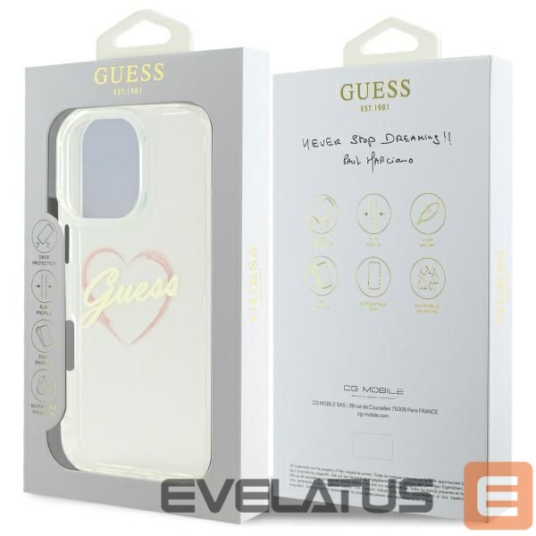 Other Phone Accessory Guess Guess IML Heart Case for iPhone 16 Pro - Transparent