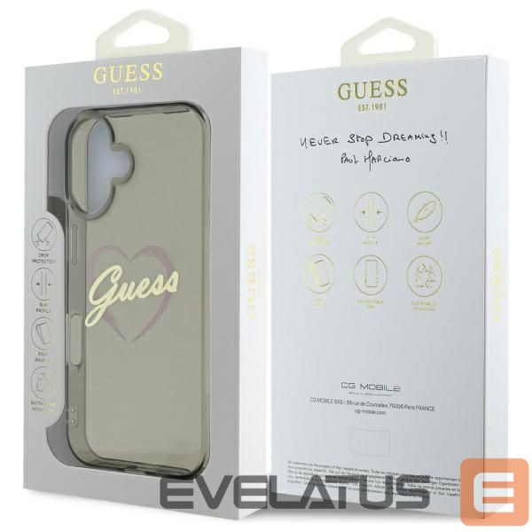 Other Phone Accessory Guess Guess IML Heart Case for iPhone 16 Plus - Black