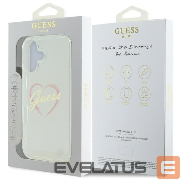 Other Phone Accessory Guess Guess IML Heart Case for iPhone 16 plus - Transparent