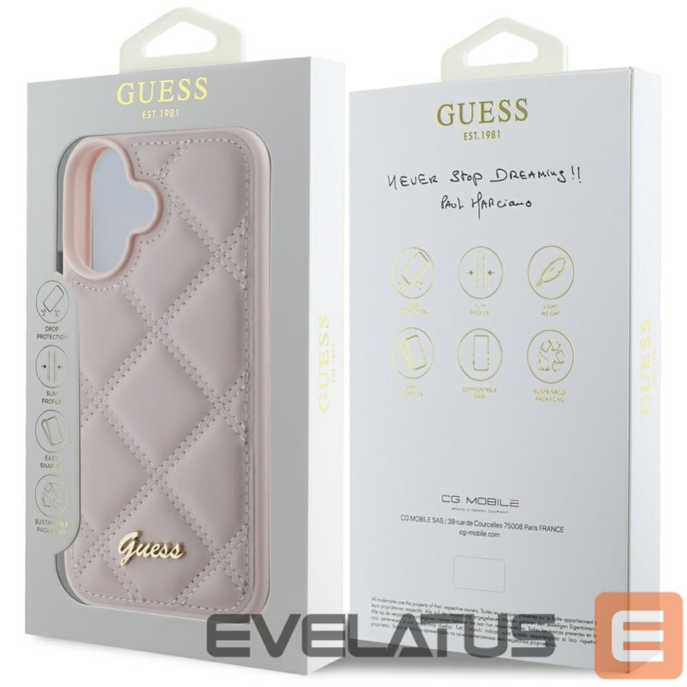 Other Phone Accessory Guess Guess Quilted Metal Logo iPhone 16 Case - Pink