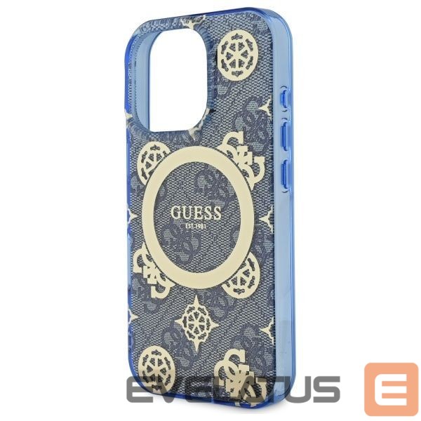 Other Phone Accessory Guess Guess IML Peony On 4G Background MagSafe Case for iPhone 16 Pro - Blue