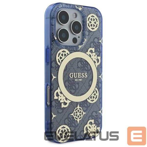 Other Phone Accessory Guess Guess IML Peony On 4G Background MagSafe Case for iPhone 16 Pro - Blue