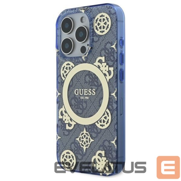 Other Phone Accessory Guess Guess IML Peony On 4G Background MagSafe Case for iPhone 16 Pro - Blue