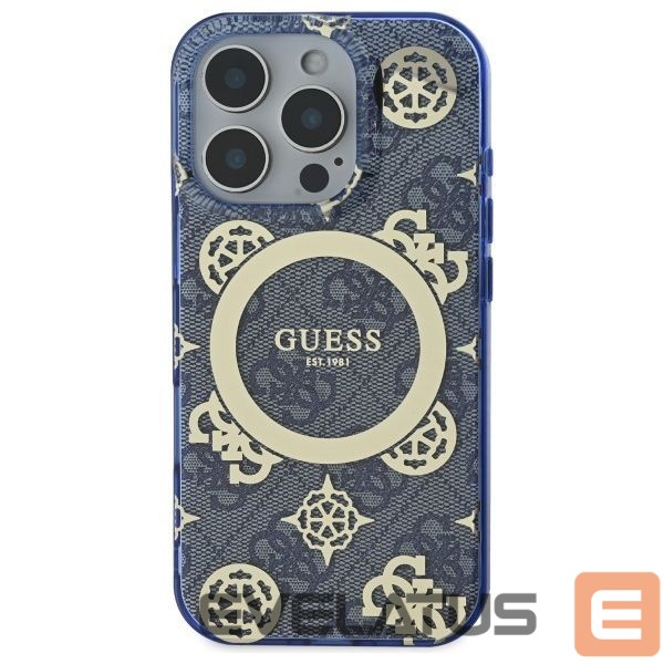 Other Phone Accessory Guess Guess IML Peony On 4G Background MagSafe Case for iPhone 16 Pro - Blue