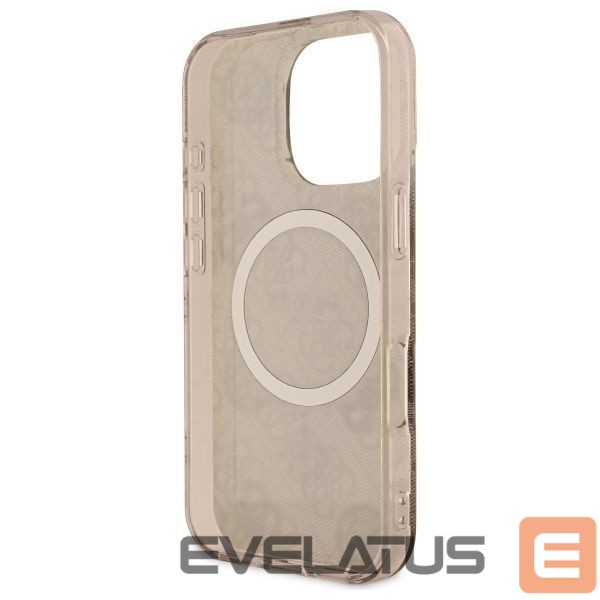 Other Phone Accessory Guess Guess IML Peony On 4G Background MagSafe Case for iPhone 16 Pro - Brown
