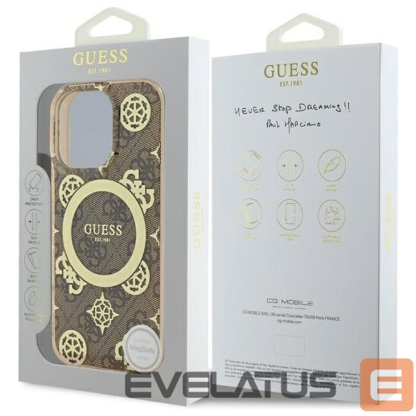 Other Phone Accessory Guess Guess IML Peony On 4G Background MagSafe Case for iPhone 16 Pro - Brown