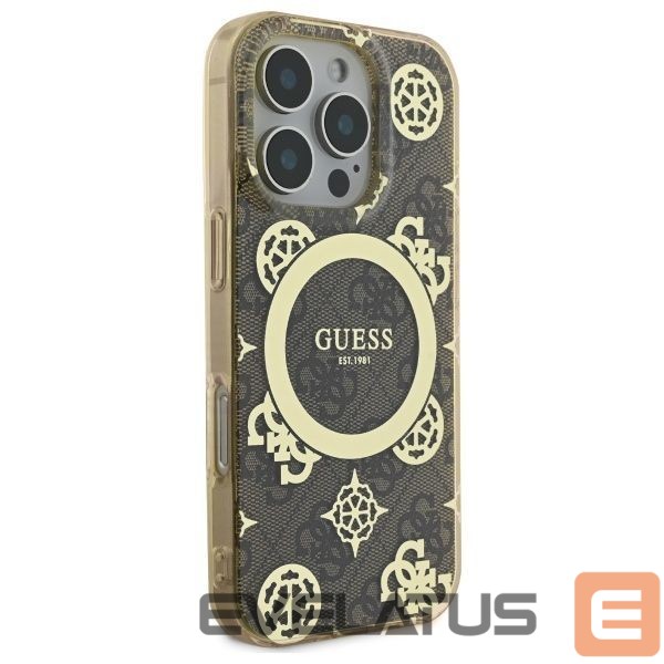 Other Phone Accessory Guess Guess IML Peony On 4G Background MagSafe Case for iPhone 16 Pro - Brown