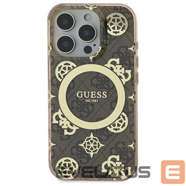 Other Phone Accessory Guess Guess IML Peony On 4G Background MagSafe Case for iPhone 16 Pro - Brown