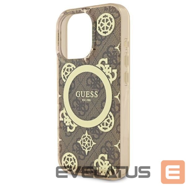 Other Phone Accessory Guess Guess IML Peony On 4G Background MagSafe Case for iPhone 16 Pro - Brown