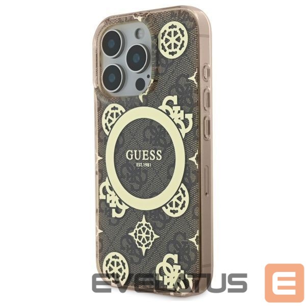 Other Phone Accessory Guess Guess IML Peony On 4G Background MagSafe Case for iPhone 16 Pro - Brown