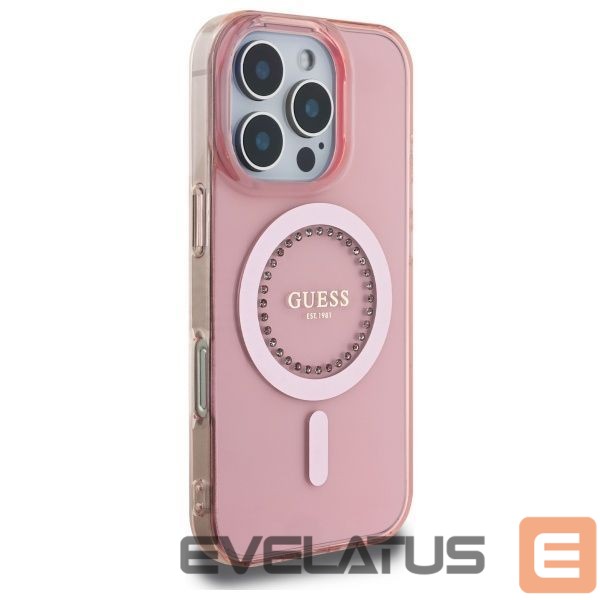 Other Phone Accessory Guess Guess IML Rhinestones MagSafe iPhone 16 Pro Case - Pink