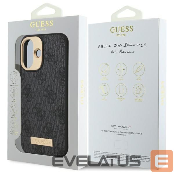 Other Phone Accessory Guess Guess 4G Logo Plate MagSafe Case for iPhone 16 Plus - Black