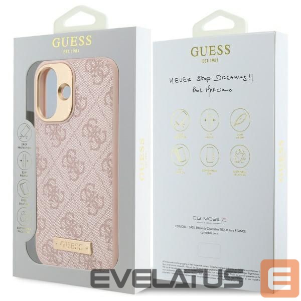 Other Phone Accessory Guess Guess 4G Logo Plate MagSafe iPhone 16 Case - Pink