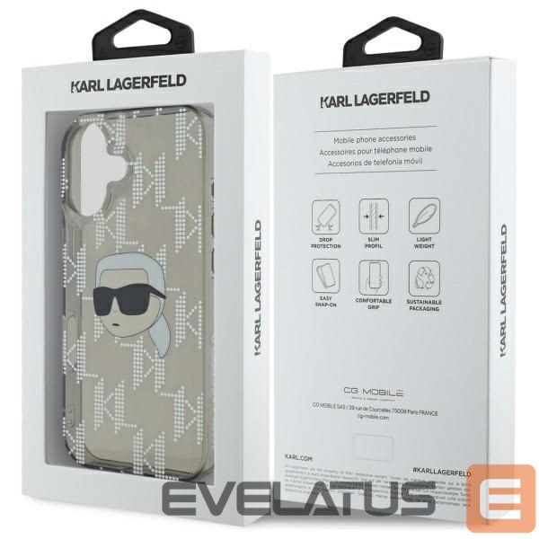 Other Phone Accessory Karl Lagerfeld Karl Lagerfeld IML Karl Head Electroplated iPhone 16 Case - Black