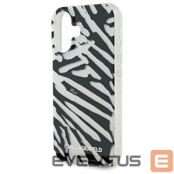 Other Phone Accessory Karl Lagerfeld Karl Lagerfeld IML Zebra Pattern & Cord iPhone 16 Case - Black