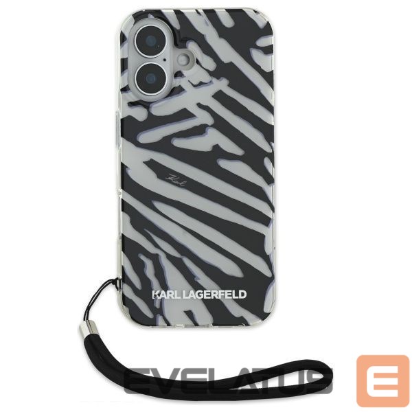 Other Phone Accessory Karl Lagerfeld Karl Lagerfeld IML Zebra Pattern & Cord iPhone 16 Case - Black