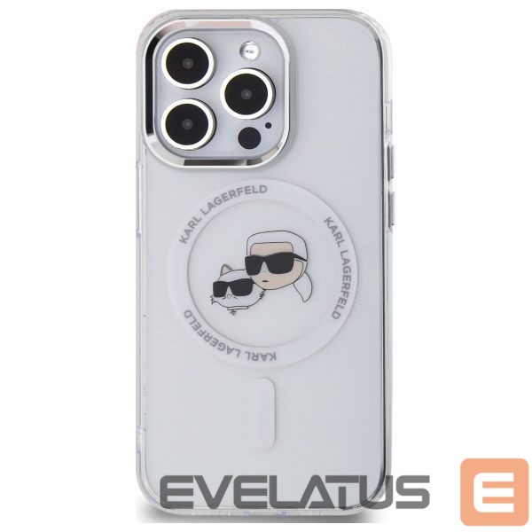 Other Phone Accessory Karl Lagerfeld Karl Lagerfeld IML Metal Karl & Choupette Head MagSafe Case for iPhone 14 Pro Max - White