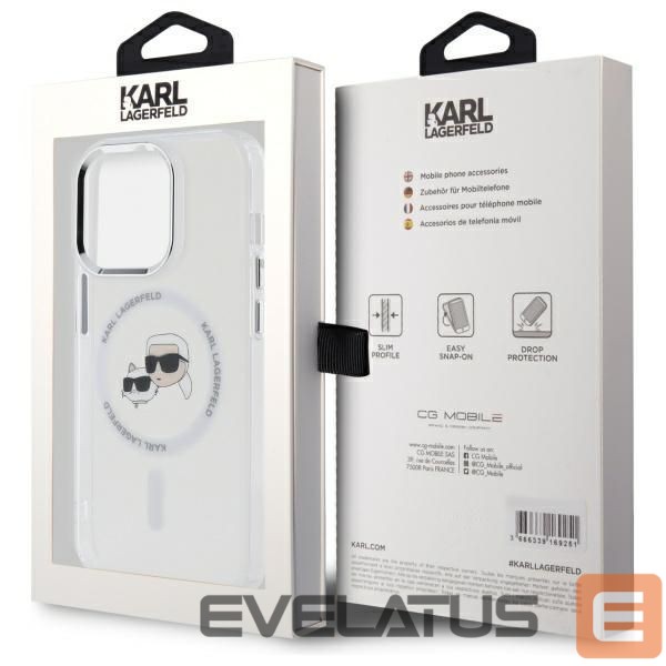 Other Phone Accessory Karl Lagerfeld Karl Lagerfeld IML Metal Karl & Choupette Head MagSafe Case for iPhone 14 Pro Max - White