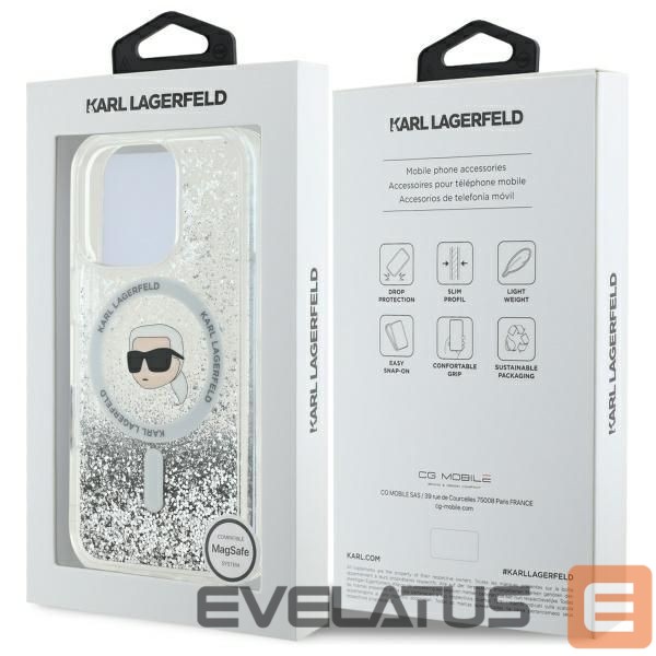 Other Phone Accessory Karl Lagerfeld Karl Lagerfeld Liquid Glitter Karl Head Magsafe Case for iPhone 16 Pro - Clear