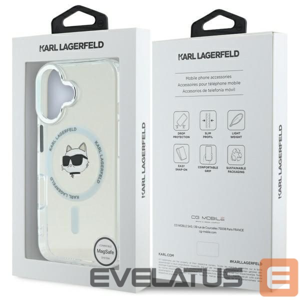 Other Phone Accessory Karl Lagerfeld Karl Lagerfeld IML Metal Choupette Head MagSafe case for iPhone 16 Plus - white