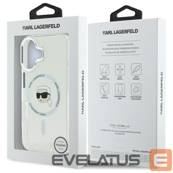 Other Phone Accessory Karl Lagerfeld Karl Lagerfeld IML Metal Karl Head MagSafe Case for iPhone 16 Plus - White