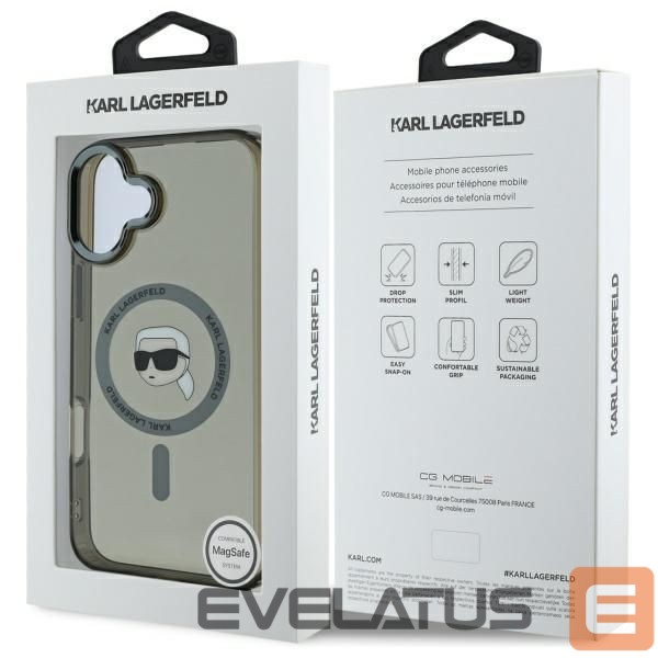 Other Phone Accessory Karl Lagerfeld Karl Lagerfeld IML Metal Karl Head MagSafe iPhone 16 Plus Case - Black