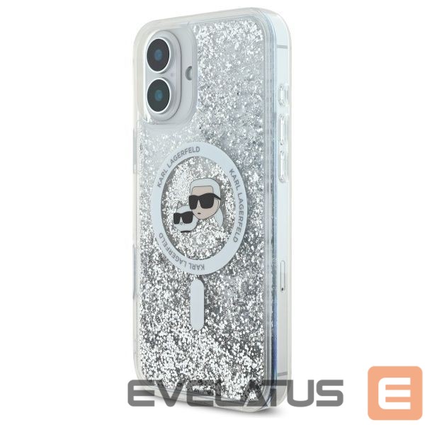 Other Phone Accessory Karl Lagerfeld Karl Lagerfeld Liquid Glitter Karl & Choupette Head Magsafe iPhone 16 Plus Case - Clear