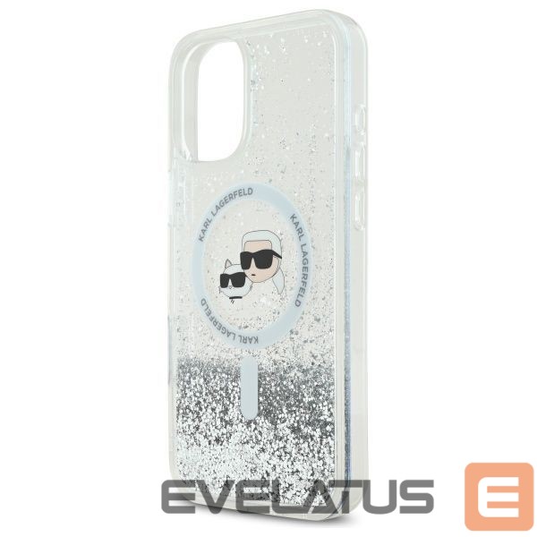 Other Phone Accessory Karl Lagerfeld Karl Lagerfeld Liquid Glitter Karl & Choupette Head Magsafe iPhone 16 Plus Case - Clear