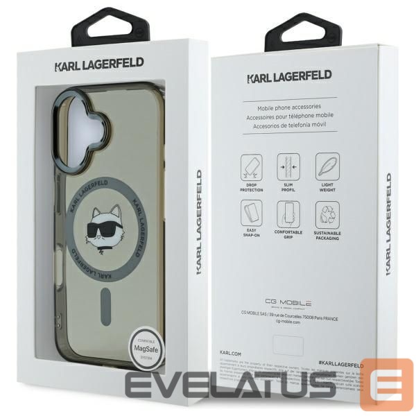 Other Phone Accessory Karl Lagerfeld Karl Lagerfeld IML Metal Choupette Head MagSafe iPhone 16 Case - Black
