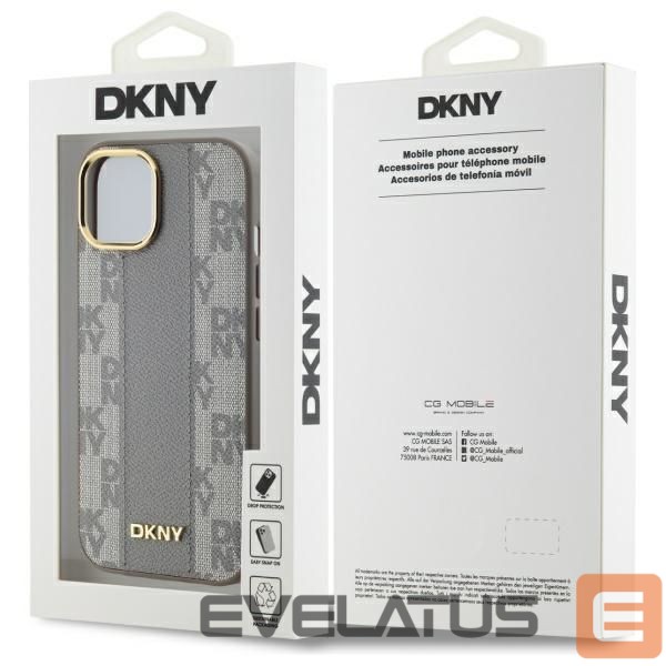 Other Phone Accessory DKNY DKNY Leather Checkered Mono Pattern MagSafe iPhone 15 Plus Case - Beige