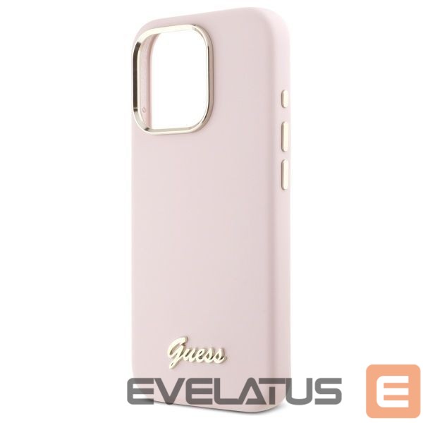Other Phone Accessory Guess Guess Silicone Script Metal Logo & Frame iPhone 16 Pro Max Case - Pink