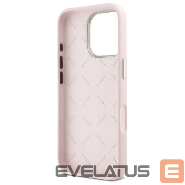 Other Phone Accessory Guess Guess Silicone Script Metal Logo & Frame iPhone 16 Pro Max Case - Pink