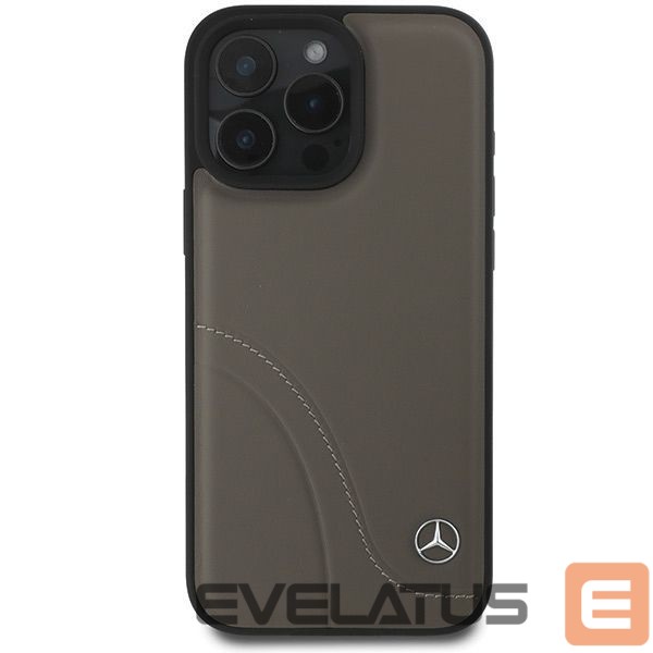 Other Phone Accessory Mercedes-Benz Mercedes MB Curved Stitches Leather iPhone 16 Pro Max Case - Brown