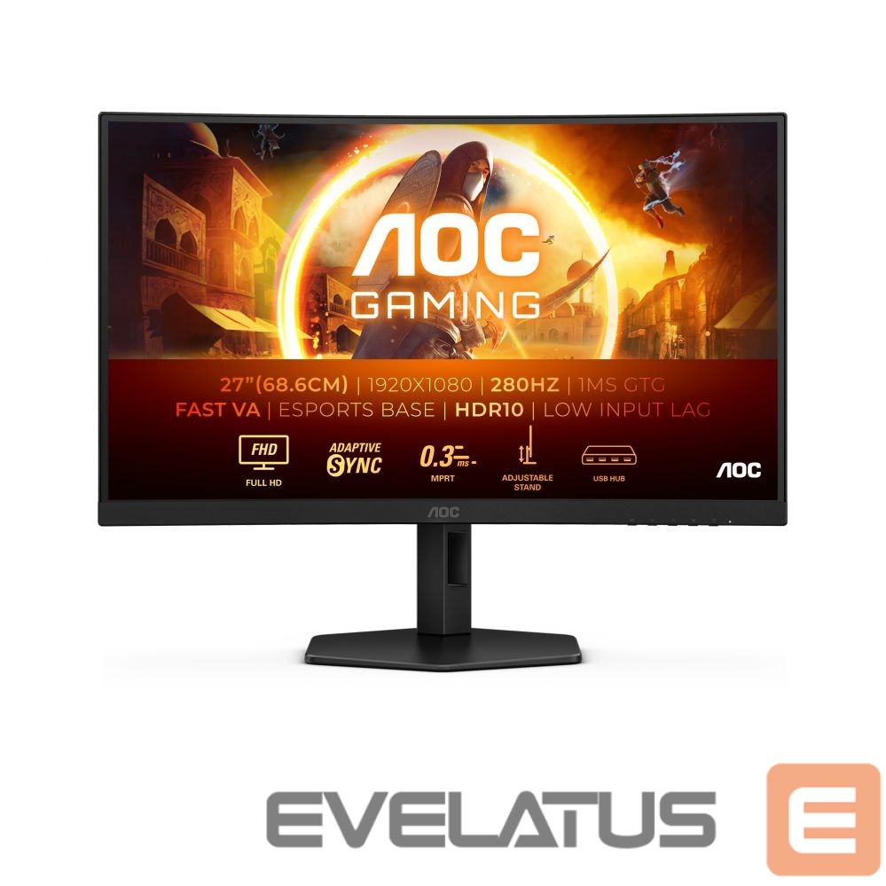 Monitor AOC Gaming C27G4ZXU 27", 1920x1080/1ms/300cd/m², HDMI, DisplayPort, Headphone Out