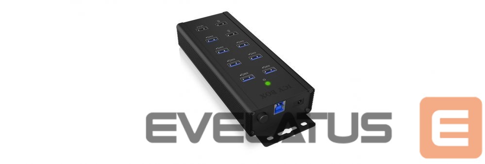 Routers Raidsonic 7-port Industrial hub IB-HUB1703-QC3 0.71 m, Black, USB Type-A