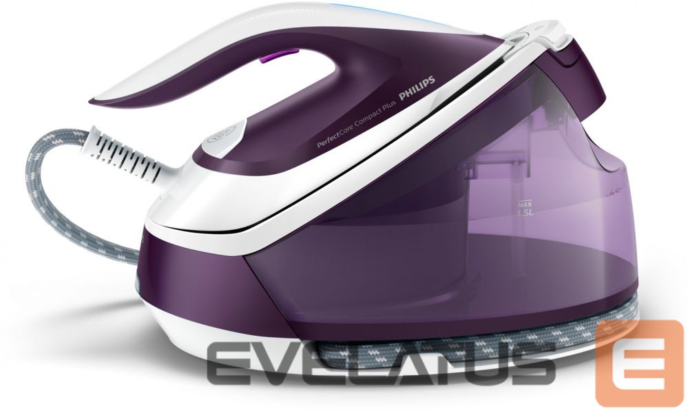 Iron Philips Ironing System GC7933/30 PerfectCare Compact Plus 2400 W, 1.5 L, 6.5 bar, Auto power off, Vertical steam function, Calc-clean function, Purple, 120 g/min