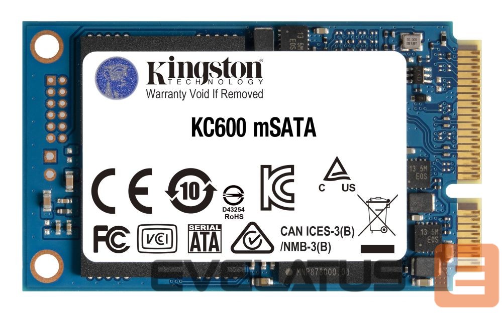 Hard drive SSD Kingston KC600 512 GB, SSD interface mSATA, Write speed 520 MB/s, Read speed 550 MB/s