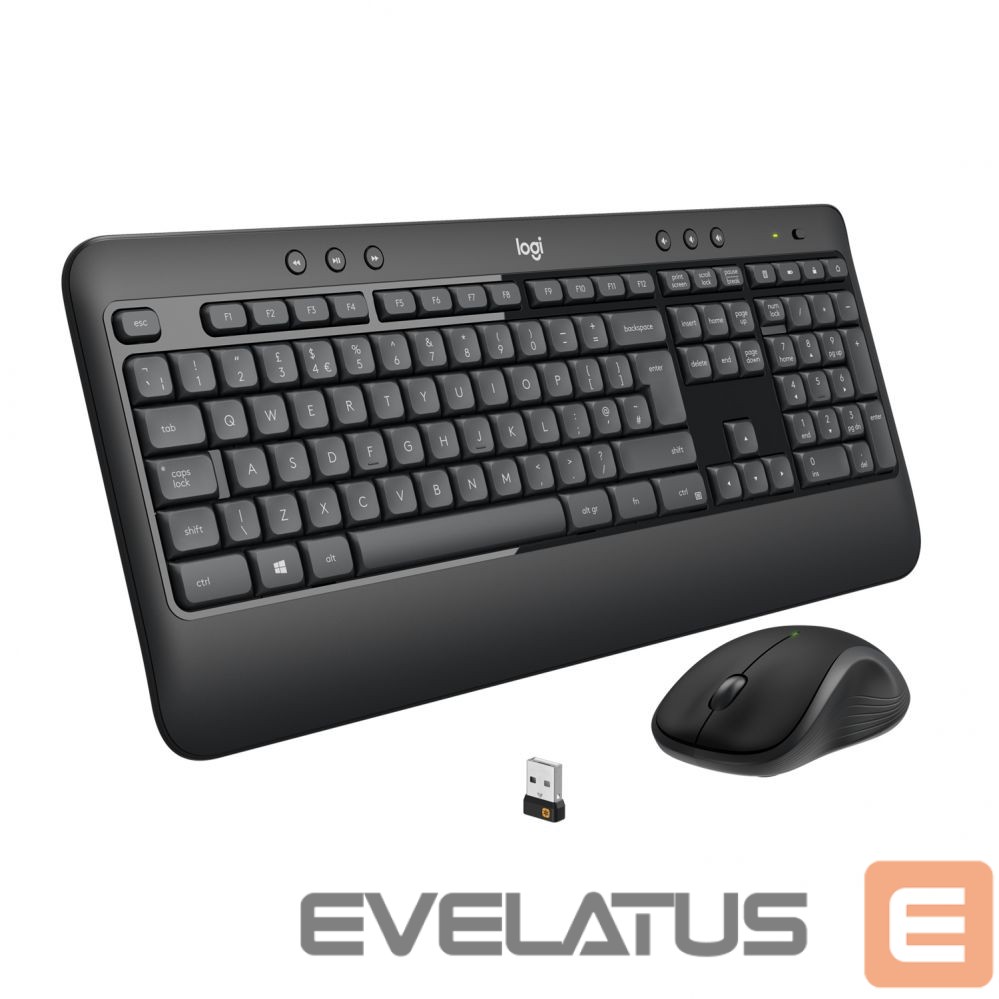 Computer keyboard Logitech MK540 Advanced Keyboard and Mouse Set, Wireless, Mouse included, Batteries included, US, Wireless connection, USB, Black