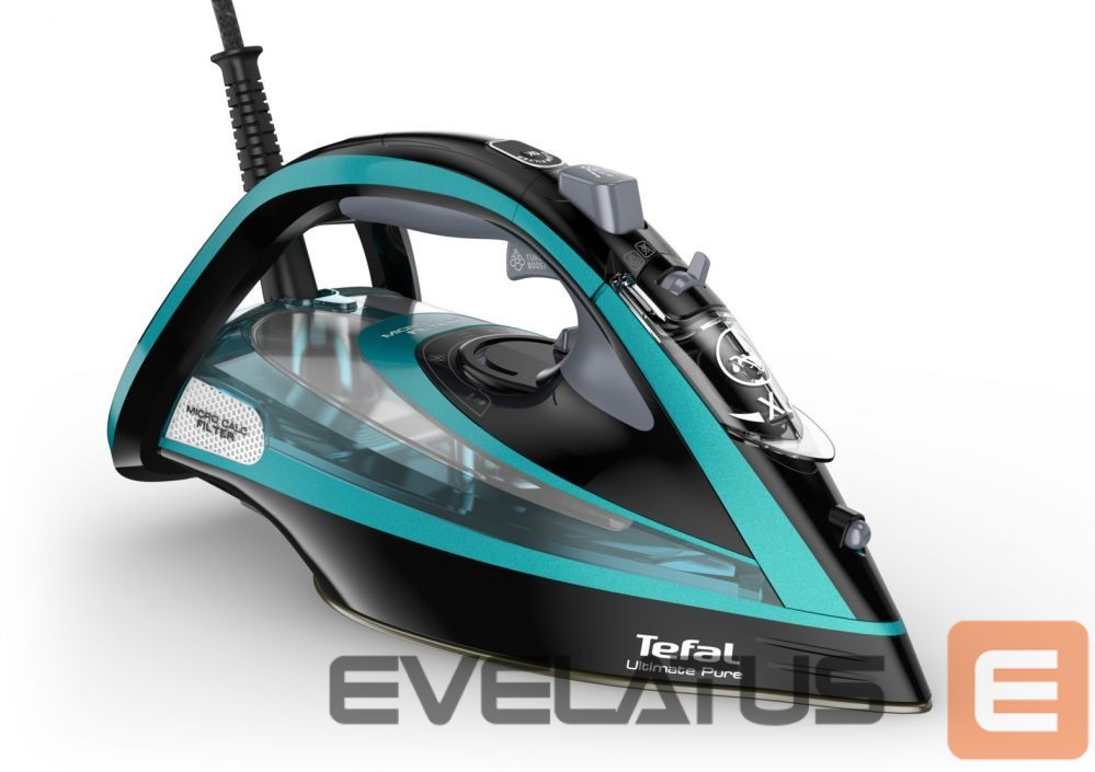 Iron TEFAL | Ultimate Pure FV9844E0 | Steam Iron | 3200 W | Water tank capacity 350 ml | Continuous steam 60 g/min | Steam boost performance 250 g/min | Blue/Black