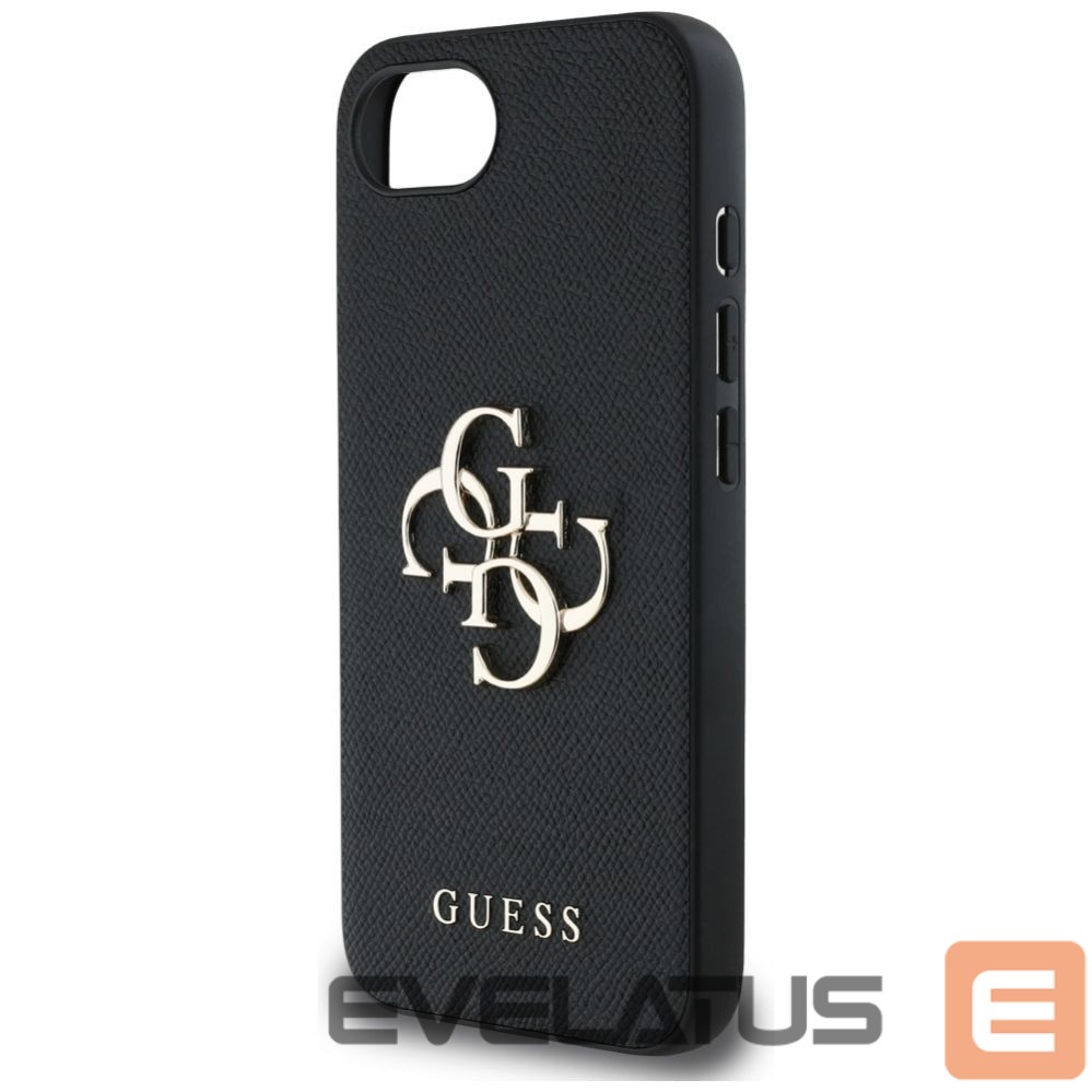 Back panel cover Guess Guess PU Grained 4G Metal Logo case for iPhone 16e - black