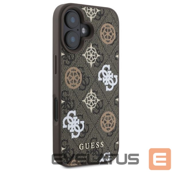 Back panel cover Guess Guess Peony On 4G Background MagSafe case for iPhone 16 - brown