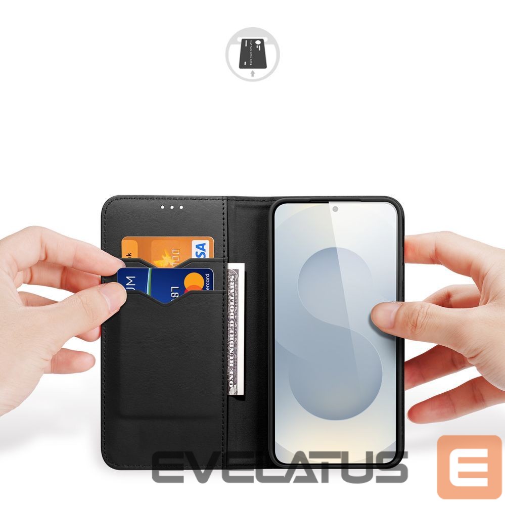 Back panel cover Dux Ducis Dux Ducis Hivo Samsung Galaxy S25 Edge Case with Flip and RFID Protection - Black