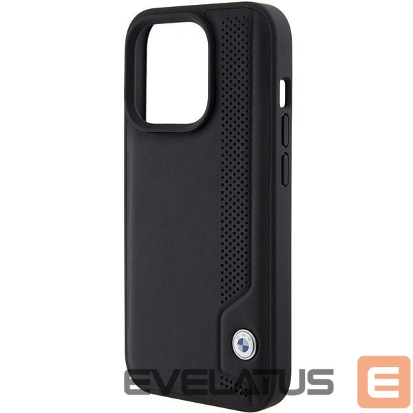 Back panel cover BMW BMW Leather Blue Dots iPhone 15 Pro Max Case - Black
