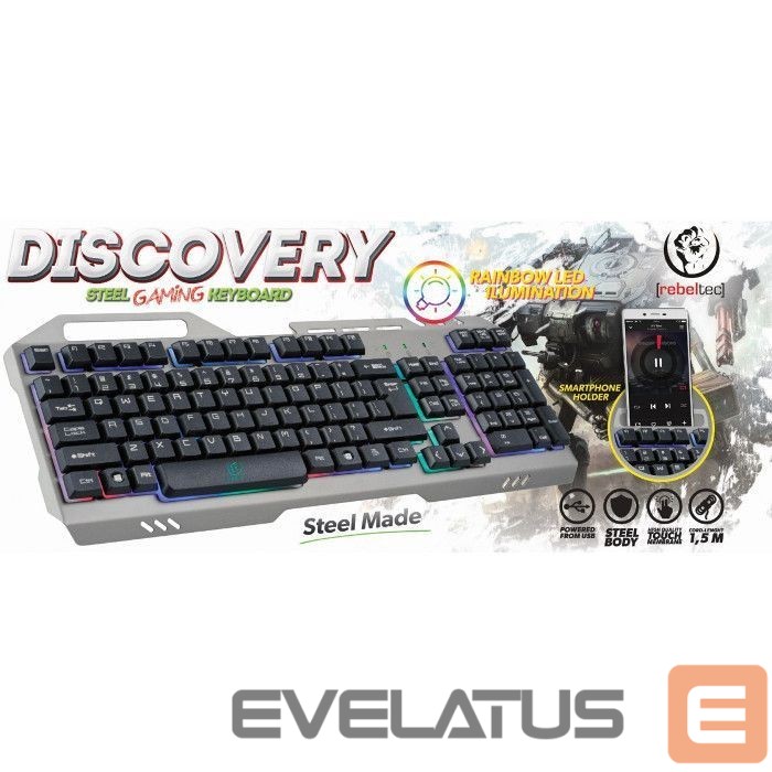 Computer keyboard Rebeltec Universal Gaming Keyboard Discovery Metal Grey
