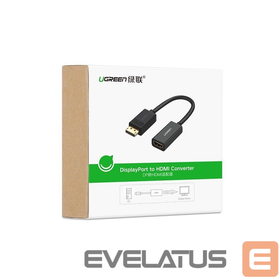 Cable Ugreen Cable from DisplayPort (Male) to HDMI (Female) (Unidirectional) 1080P 60Hz 12bit Black (40362)